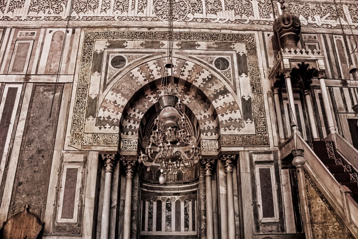 Intricate islamic architectural details with ornate carvings