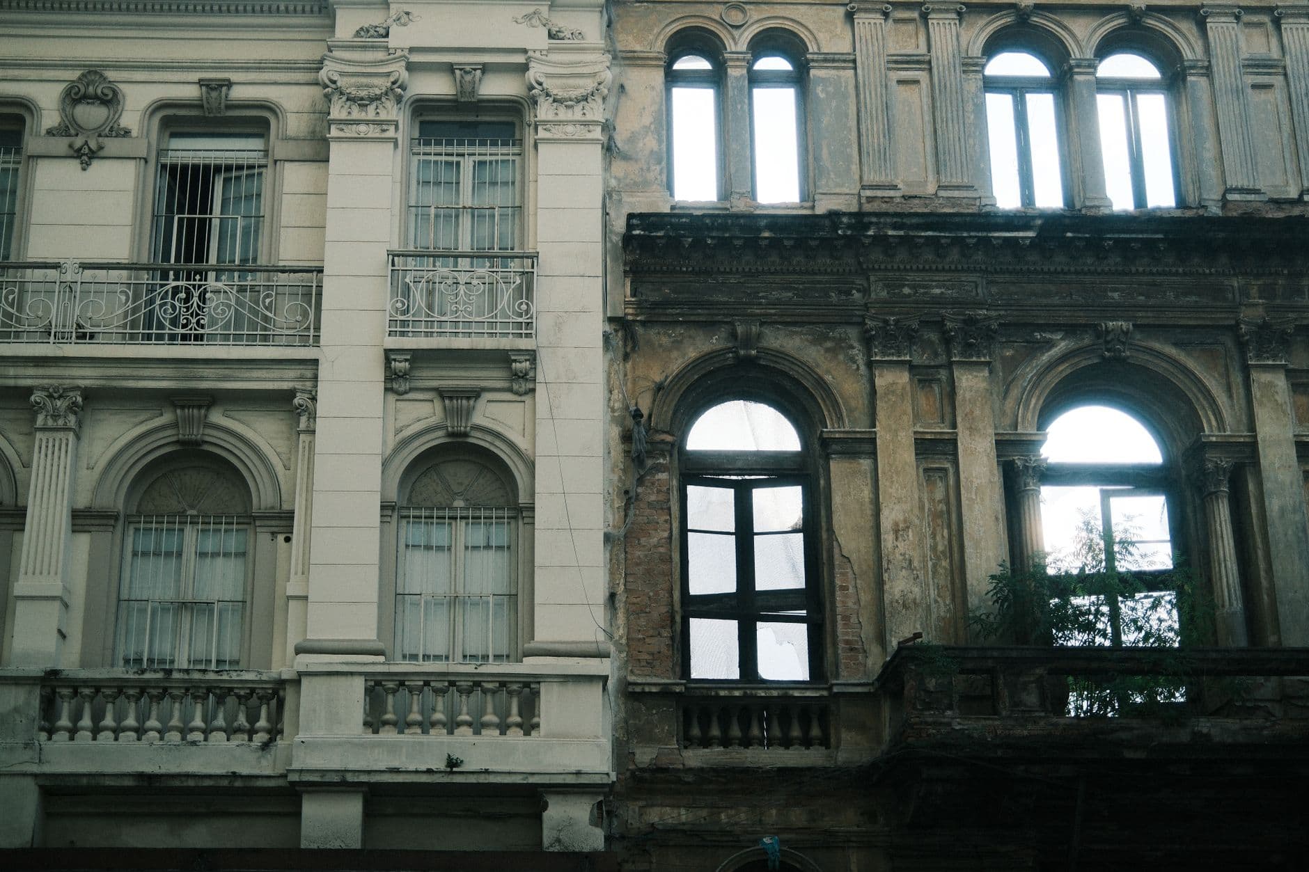 A striking scene showcasing old and new architecture side by side in São Paulo, Brazil.