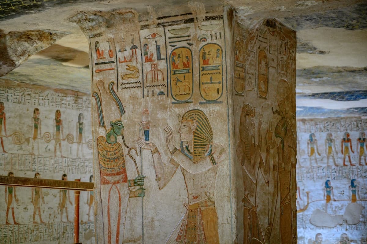 A room with paintings on the walls and paintings on the walls