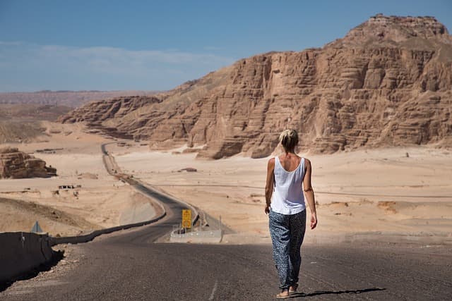 El Alamein coastal road desert landscape Egypt Libya direction