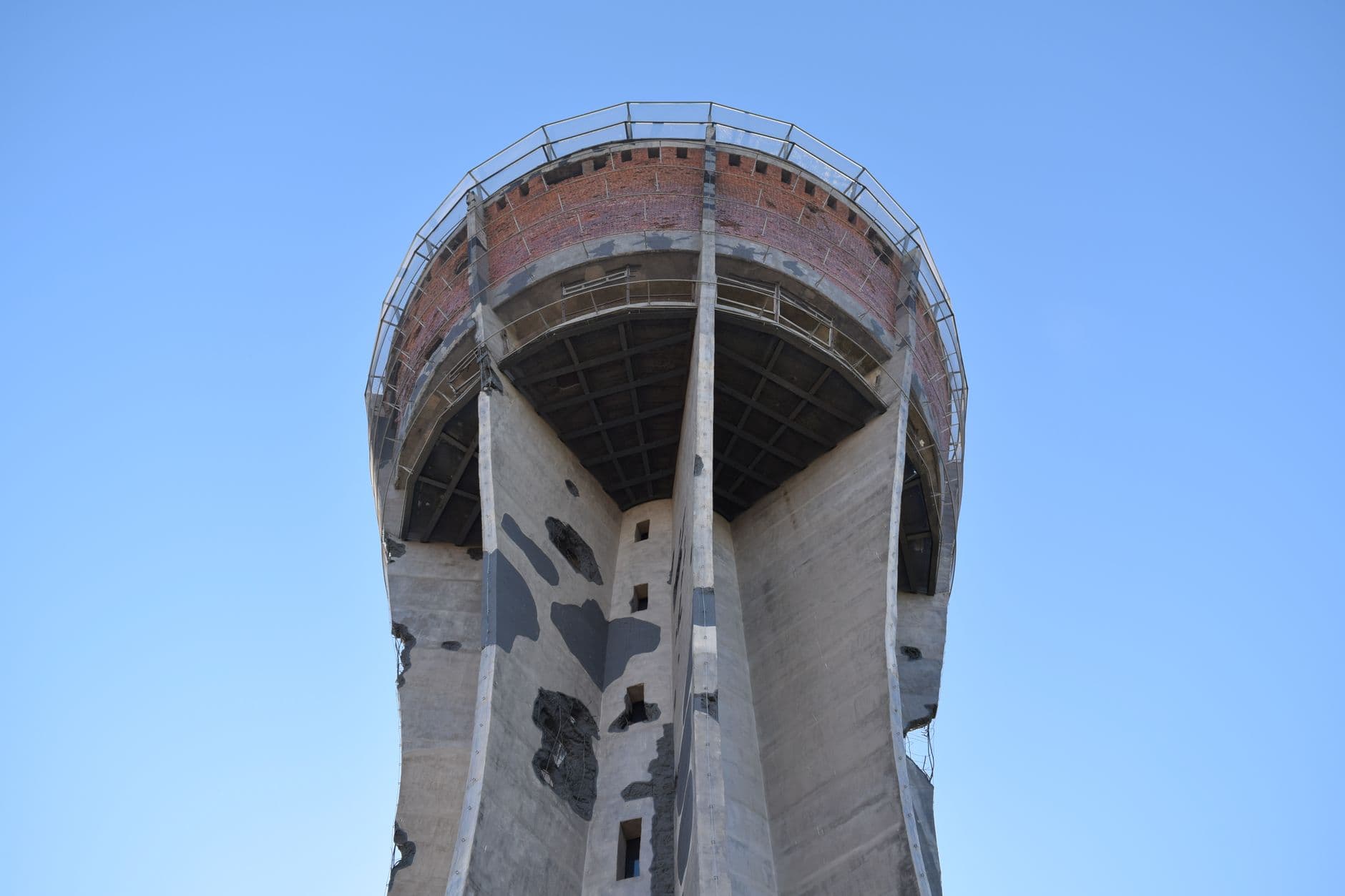 Iconic Vukovar Water Tower, a symbol of resilience and history in Croatia.
