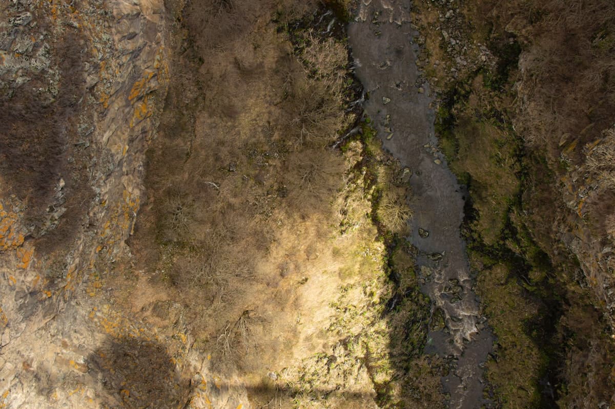 Rough rock texture with moss and water streaks