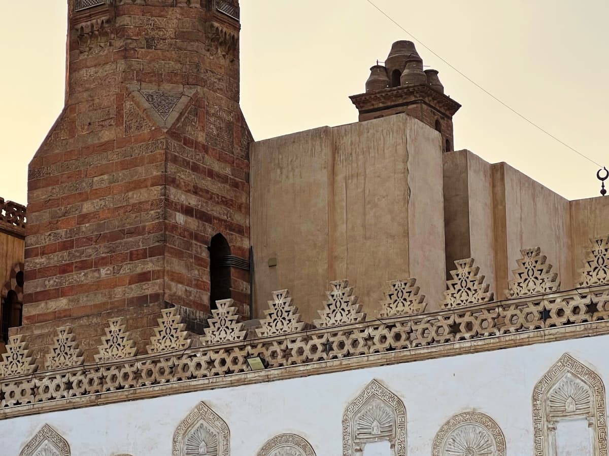 Ornate architectural details on a mosque building