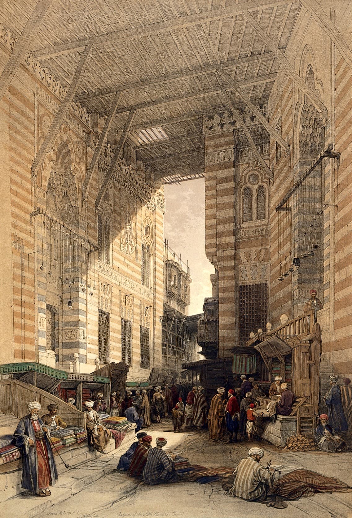 Bazaar of the Silk Mercers in Cairo The space between two walls of the Sultan al-Ghuri complex is shown roofed over and