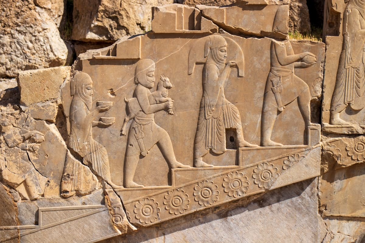 a close up of a carving on a wall