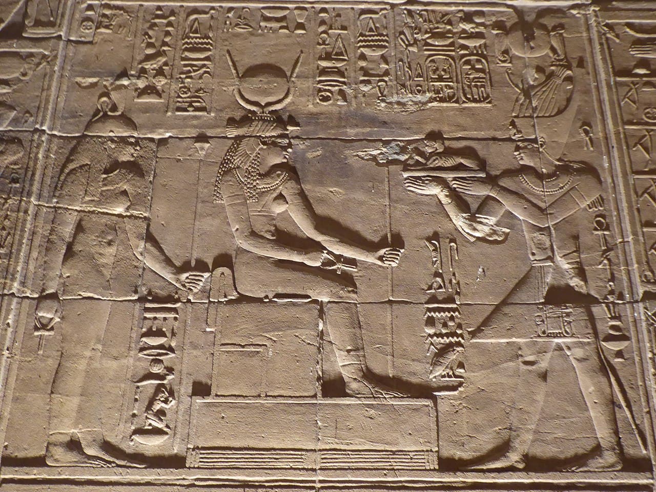 Ptolemy before Hathor, Philae
The temple of the goddess Isis at Philae is one of the most beautiful in Egypt, not as lar