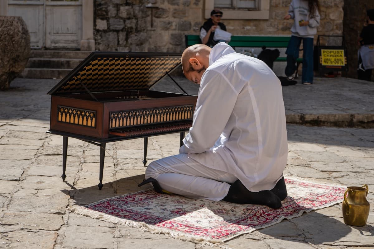 a man playing a piano